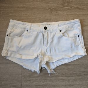 White Distressed Jeans Shorts